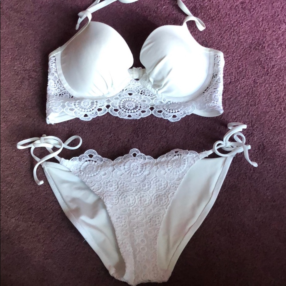White lace styled bikini